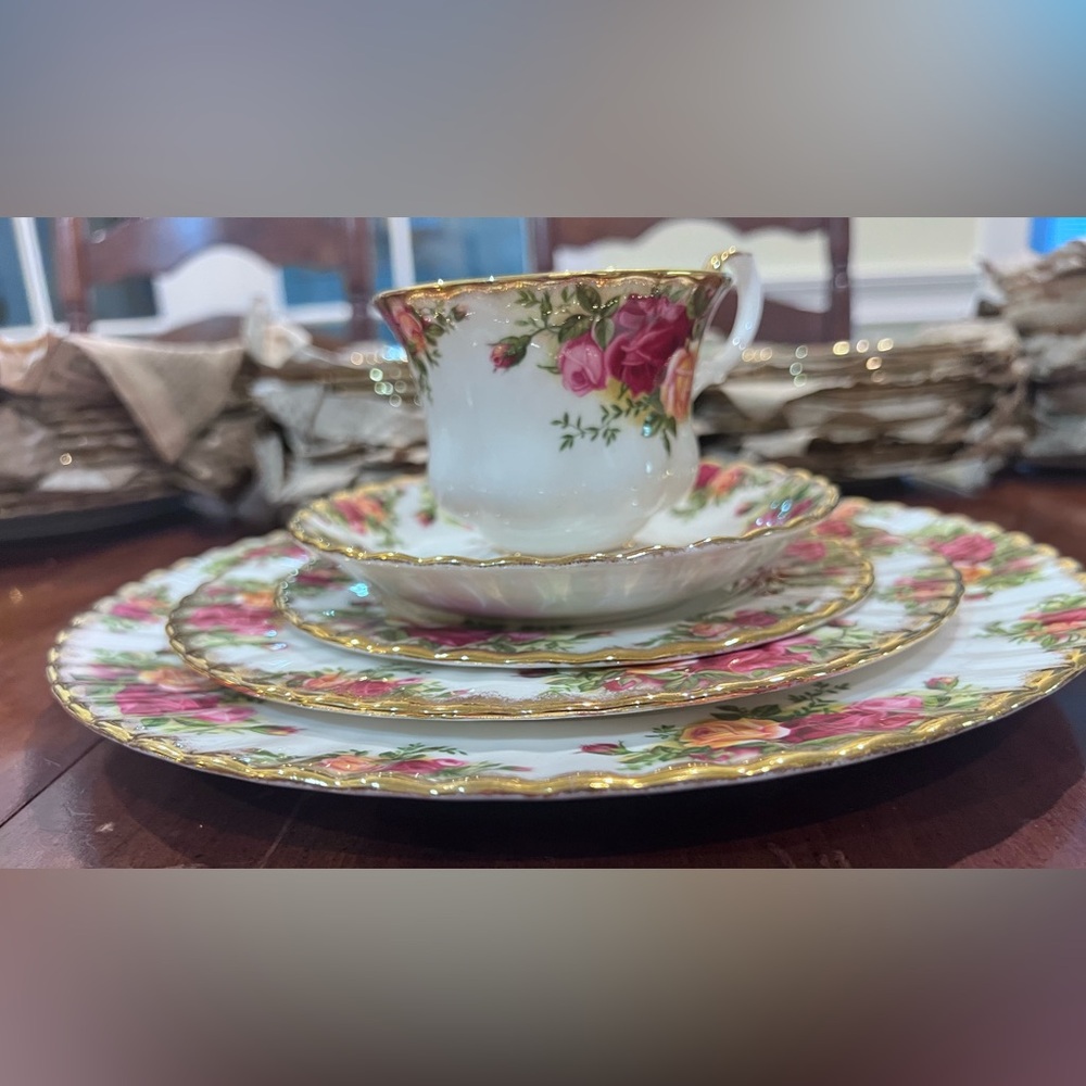 Royal Albert Floral Tea Set with Gold Trim